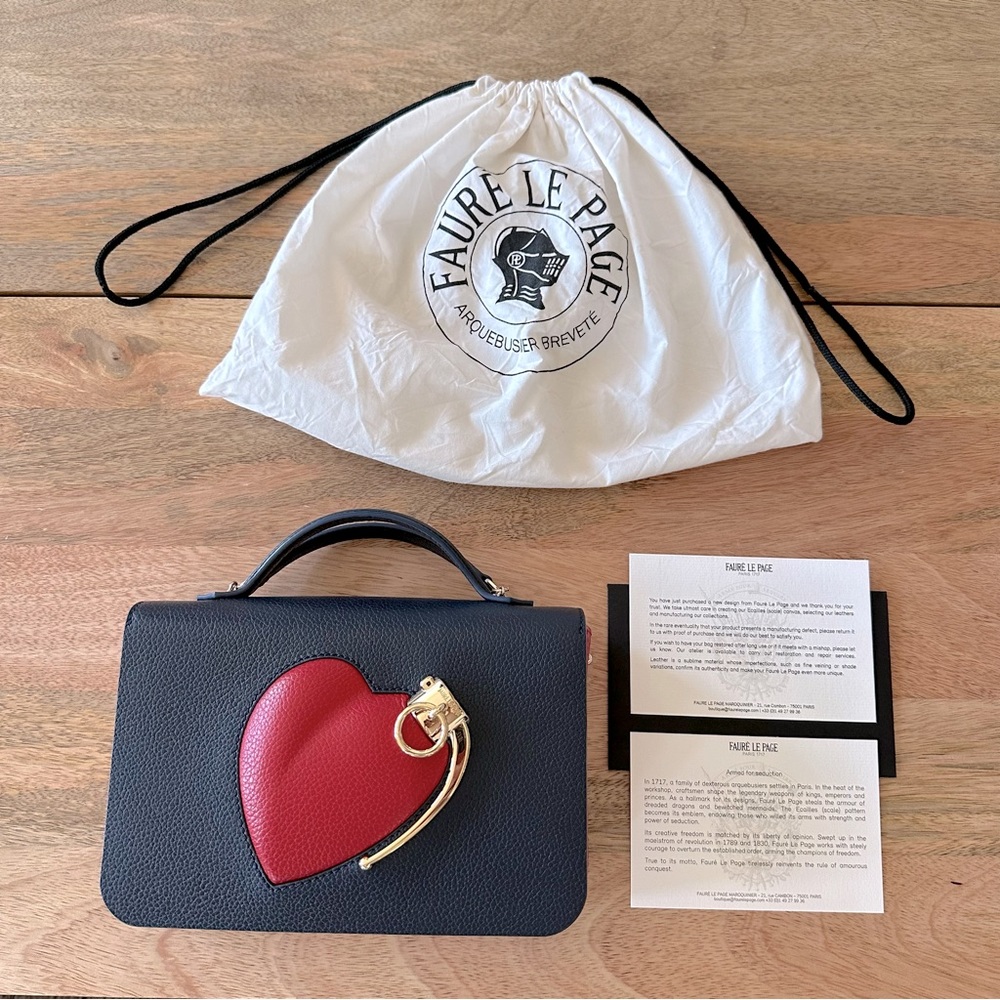 Fauré Le Page Coup D’etat 21 Leather Top Handle, Mini Shoulder Bag Grenade Heart